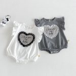 【66-90cm】ロンパース ベビー ハート柄 フリルデザイン - 画像 (3)