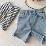 【80-130cm】パンツ 女の子 カットオフ デニム ファッション - 画像 (8)
