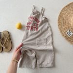 【80-130cm】パンツ 女の子 英字 オーバーオール シンプル - 画像 (7)