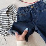 【80-130cm】パンツ 女の子 カットオフ デニム ファッション - 画像 (12)