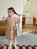 【90-140cm】ワンピース 女の子 チェック柄 ポケット付き ゆったり - 画像 (3)