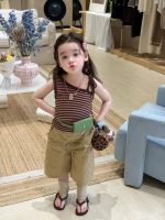 【80-130cm】ワンショルダー キャミソールor七分丈 パンツ 女の子 ボーダー柄 - 画像 (6)