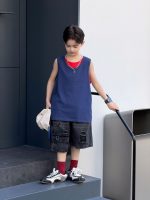 【100-170cm】ベスト ノースリーブ ゆったり 無地 合わせやすい 男の子