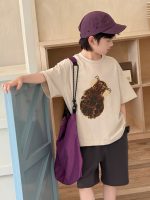 【90-160cm】半袖Ｔシャツ 男の子 ネコ プリント 韓国風 - 画像 (3)
