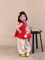 【80-140cm】アップリケ ベストorドット柄 パンツ 女の子 スウィート - 画像 (3)