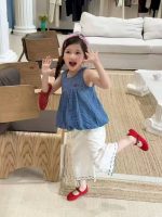 【90-140cm】ノースリープ トップスorパンツ 女の子 ドット柄 ゆったり - 画像 (2)