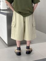 【100-160cm】七分丈パンツ 男の子 無地 ファッション - 画像 (5)