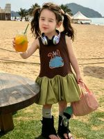 【90-150cm】ワンピース 女の子 ノースリープ 切り替え レトロ - 画像 (6)