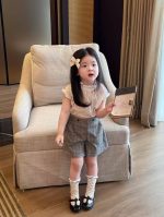 【80-130cm】半袖Tシャツorチェック柄 ショートパンツ 女の子 フリル シンプル - 画像 (2)