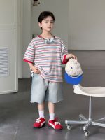 【100-170cm】Tシャツ ストライブ 韓国風 ゆったり 半袖 男の子 - 画像 (3)