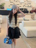 【100-160cm】ベスト ニット ストライプ 韓国風 ノースリーブ カジュアル 女の子