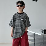 【90-160cm】半袖Ｔシャツ 男の子 ボーダー柄 レトロ - 画像 (7)