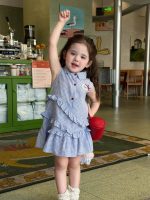 【80-130cm】ワンピース 女の子 折り襟 ノースリープ チェック柄 - 画像 (5)