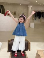【90-140cm】ノースリープ トップスorパンツ 女の子 ドット柄 ゆったり - 画像 (3)