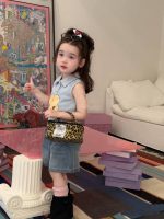 【80-130cm】折り襟 ベストorデニム ショートパンツ 女の子 かわいい - 画像 (3)