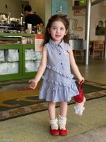 【80-130cm】ワンピース 女の子 折り襟 ノースリープ チェック柄 - 画像 (6)