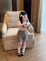 【80-130cm】半袖Tシャツorチェック柄 ショートパンツ 女の子 フリル シンプル - 画像 (5)