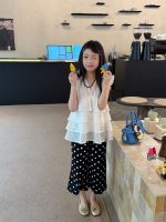 【100-160cm】ズボン ドット柄 カジュアル 八分丈 ゆったり 女の子 夏新作 - 画像 (4)