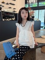 【100-160cm】Ｔシャツ Ｖネック 無地 ノースリーブ スウィート 女の子 - 画像 (3)