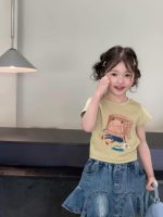 【90-140cm】半袖Ｔシャツorデニム スカート 女の子 プリント カートゥーン - 画像 (2)