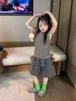 【80-130cm】ボーダー柄 ベストorスカートorパンツ 女の子 おしゃれ - 画像 (3)