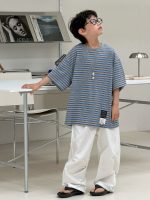 【90-160cm】半袖Ｔシャツ 男の子 ボーダー柄 韓国風 - 画像 (5)