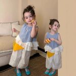 【90-150cm】トップスorパンツorセットアップ 女の子 チェック柄 フリル - 画像 (2)