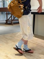 【100-160cm】ショートパンツ 韓国風 ゆったり 縄結び 無地 七分丈 - 画像 (5)