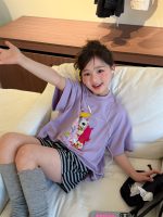【100-160cm】Tシャツ プリント スウィート カジュアル 合わせやすい 半袖 - 画像 (3)