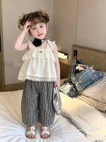 【90-140cm】フリル キャミソールorチェック柄 パンツ 女の子 韓国風