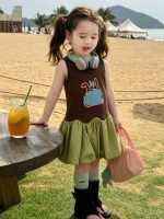 【90-150cm】ワンピース 女の子 ノースリープ 切り替え レトロ - 画像 (3)