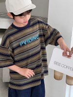 【90-160cm】半袖Ｔシャツ 男の子 ボーダー柄 レトロ - 画像 (2)