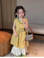【90-140cm】チェック柄 ワンピースor無地 パンツ 女の子 ノースリープ
