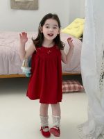 【90-140cm】ワンピース 女の子 ノースリープ リボン付き ファッション - 画像 (4)