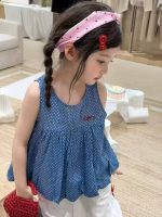 【90-140cm】ノースリープ トップスorパンツ 女の子 ドット柄 ゆったり - 画像 (6)