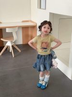 【90-140cm】半袖Ｔシャツorデニム スカート 女の子 プリント カートゥーン - 画像 (6)
