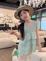 【100-160cm】Ｔシャツ Ｖネック 無地 ノースリーブ スウィート 女の子 - 画像 (4)