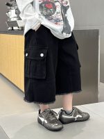 【90-150cm】七分丈 パンツ 男の子 ポケット付き ウォッシュド