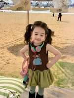 【90-150cm】ワンピース 女の子 ノースリープ 切り替え レトロ - 画像 (4)