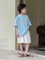 【100-160cm】半袖Tシャツ 男の子 ボーダー柄 快適 ゆったり - 画像 (5)