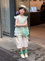 【100-160cm】ショートパンツ 韓国風 ゆったり 縄結び 無地 七分丈 - 画像 (6)