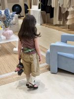 【80-130cm】ワンショルダー キャミソールor七分丈 パンツ 女の子 ボーダー柄 - 画像 (5)