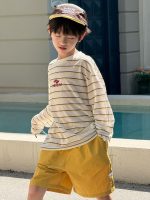 【100-160cm】半袖Tシャツ 男の子 ボーダー柄 プリント 英字 - 画像 (3)