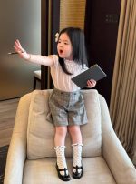 【80-130cm】半袖Tシャツorチェック柄 ショートパンツ 女の子 フリル シンプル - 画像 (3)