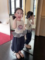 【80-130cm】半袖Ｔシャツorパンツ 女の子 フリル 韓国風 - 画像 (2)