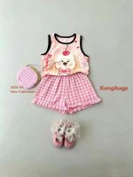 【90-140cm】カートゥーン ベストorチェック柄 ショートパンツ 女の子 スウィート - 画像 (3)