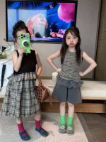 【80-130cm】ボーダー柄 ベストorスカートorパンツ 女の子 おしゃれ - 画像 (6)