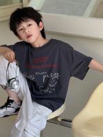 【90-160cm】半袖Ｔシャツ 男の子 プリント 英字 トレンド - 画像 (2)