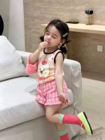 【90-140cm】カートゥーン ベストorチェック柄 ショートパンツ 女の子 スウィート - 画像 (4)