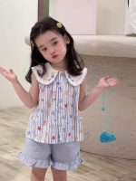 【80-130cm】ストライプ シャツorフリル ショートパンツ 女の子 ノースリープ - 画像 (6)